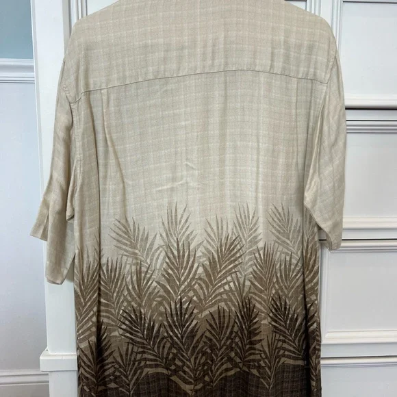 Tropical Beige and Brown Palm Print Shirt - Picture 4 of 7